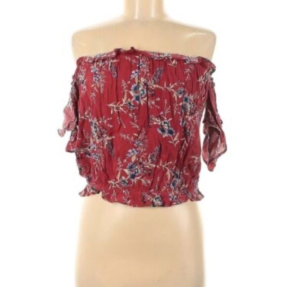 American Eagle Outfitters Red Floral Off The Shoulder Top Size Large NWOT - Picture 8 of 8